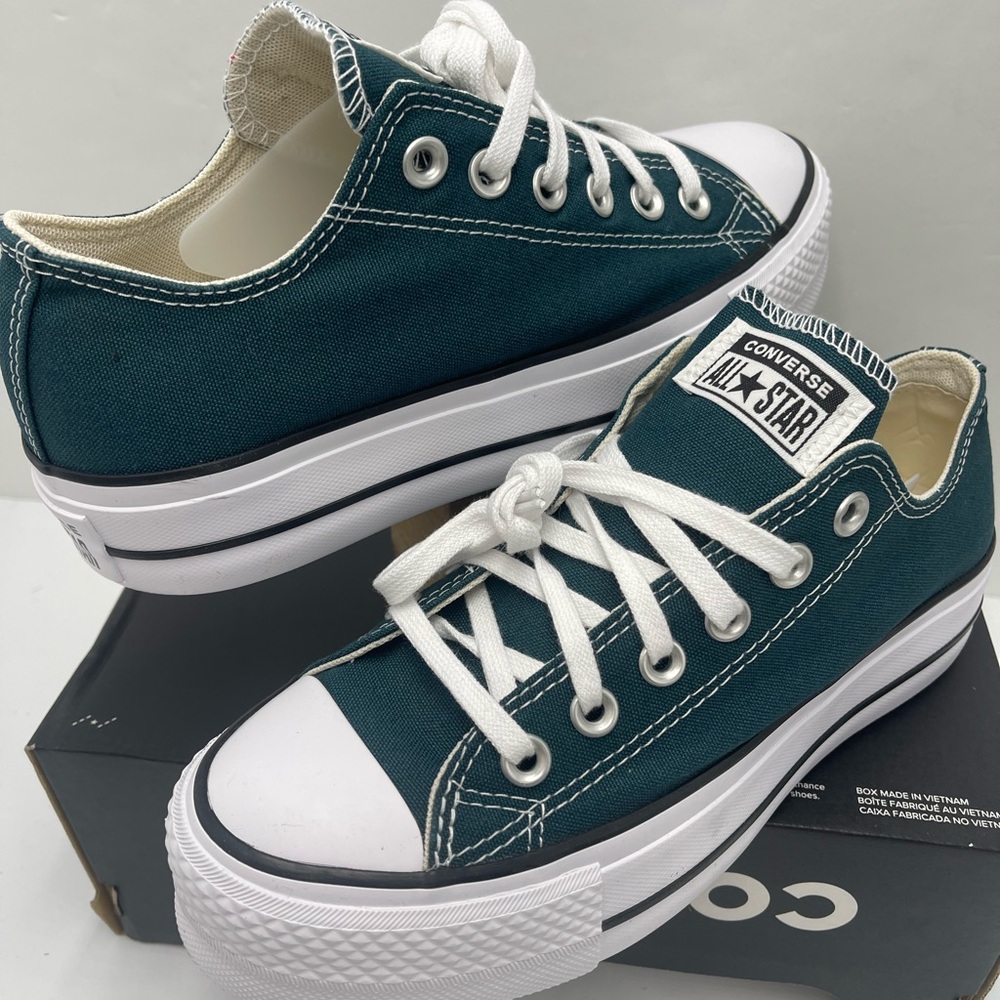 Converse Women's CTAS LIFT OX
DARKLY JADED/WHITE/BLACK Canvas Platform Sneakers - Picture 12 of 16